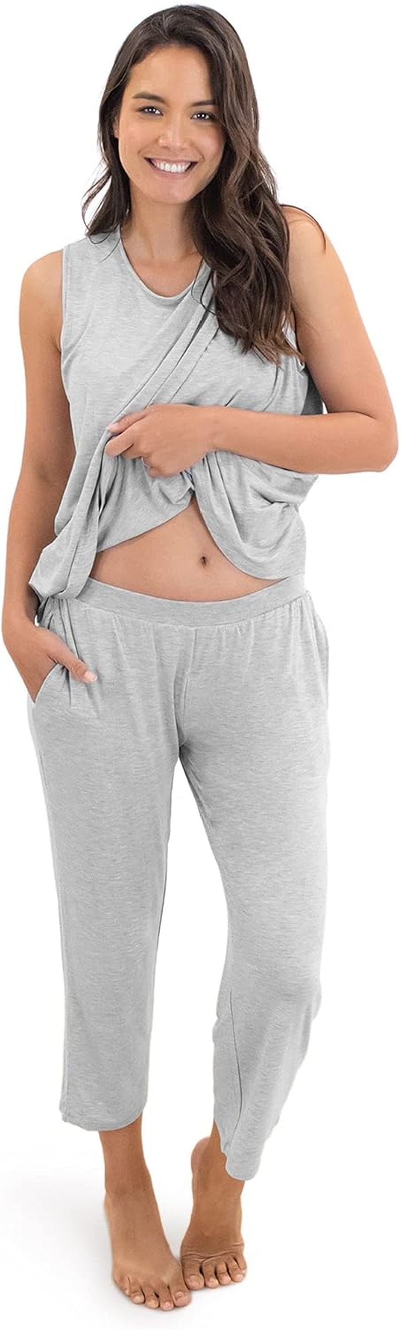 Tulip Hem Maternity Pajamas & Post Partum Lounge Sets for Women | Postpartum Pajamas for Hospital