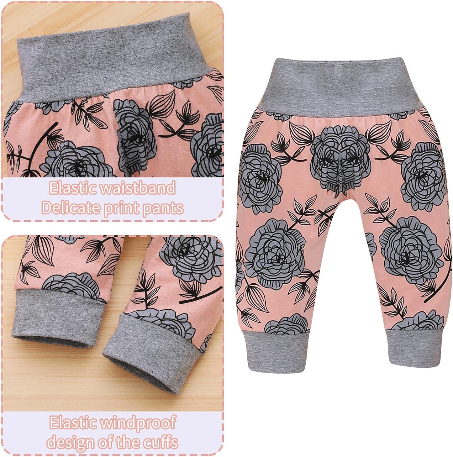 Toddler Girl Clothes Long Sleeve Fall Outfit Daddys Little Girl Baby Clothes Rose Flower Pant Girl Boutique Clothing Set 12-18 Months