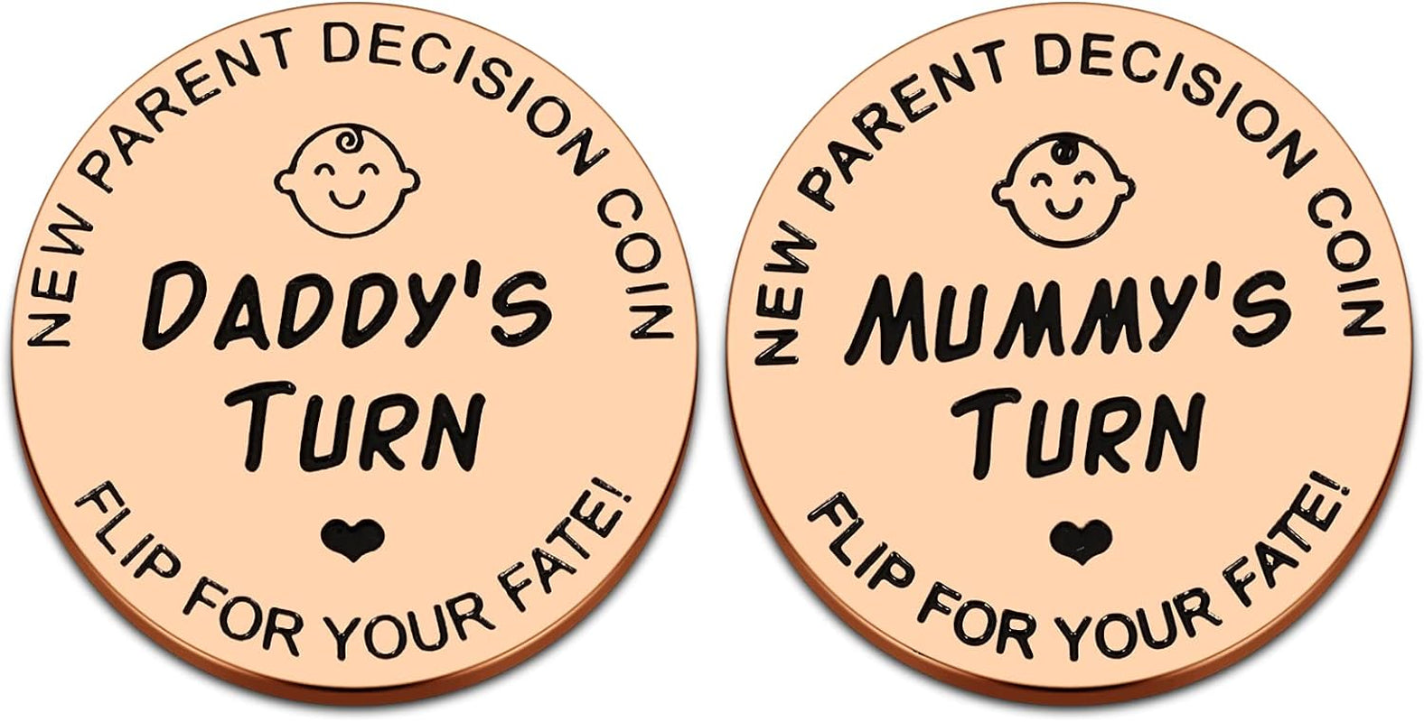 New Baby Gift for Parent Mom Daddy Funny Decision Coin for Women Men Pregnancy Mothers for First Time Moms Dads Mummy to Be Christmas Birthday Present Double-Sided (Gold)