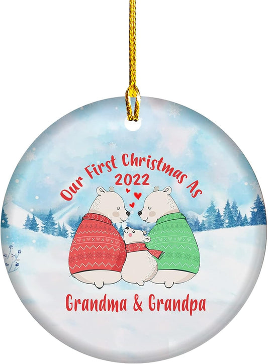 First Christmas as Grandparents Baby New Parent 1St Chirstmas Baby Gift for New Grandma Grandpa Ornament (First Christmas as Grandparents, Pack 1)