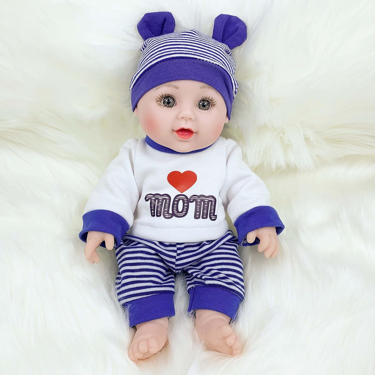 Lifelike Baby Dolls Girl 12 Inch Silicone Body Washable Realistic Baby Dolls with Clothes Gift for Kids Age 3+(12, White-Love)