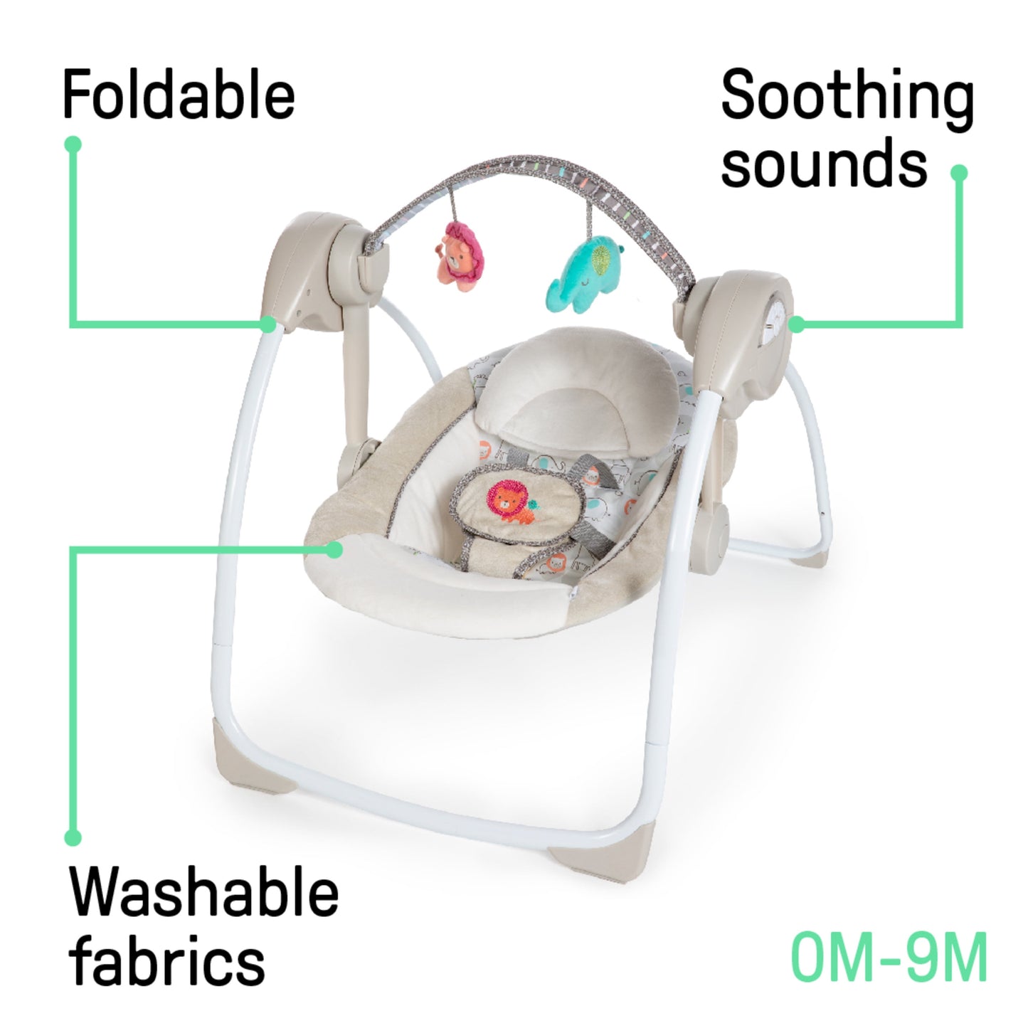 Soothe 'N Delight 6-Speed Portable Baby Swing with Music - Cozy Kingdom (Unisex)