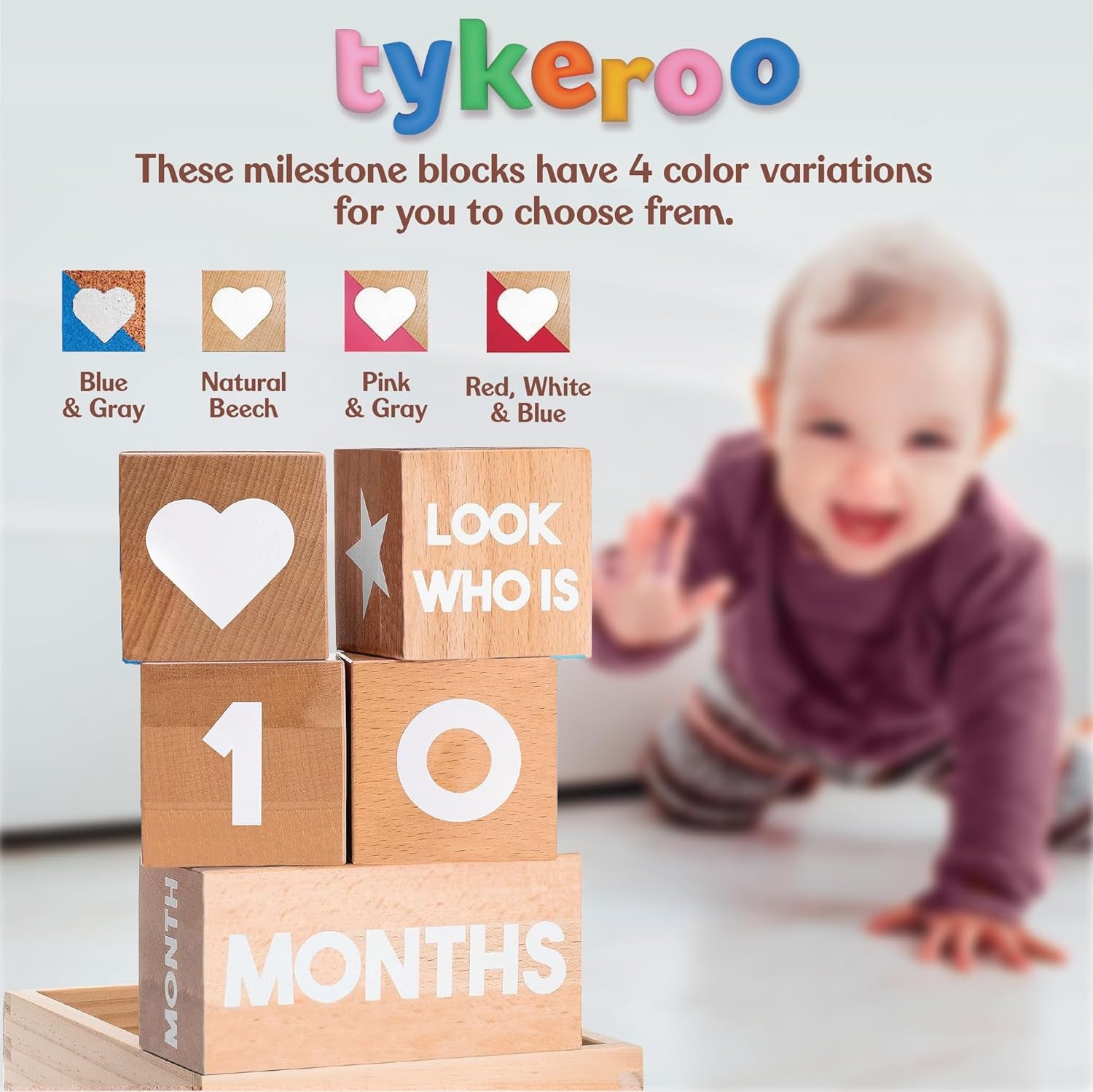 Baby Monthly Milestone Blocks — Cute Nursery Decor — Lovely Newborn Photography Props — Baby Shower Gifts (Natural Beech)