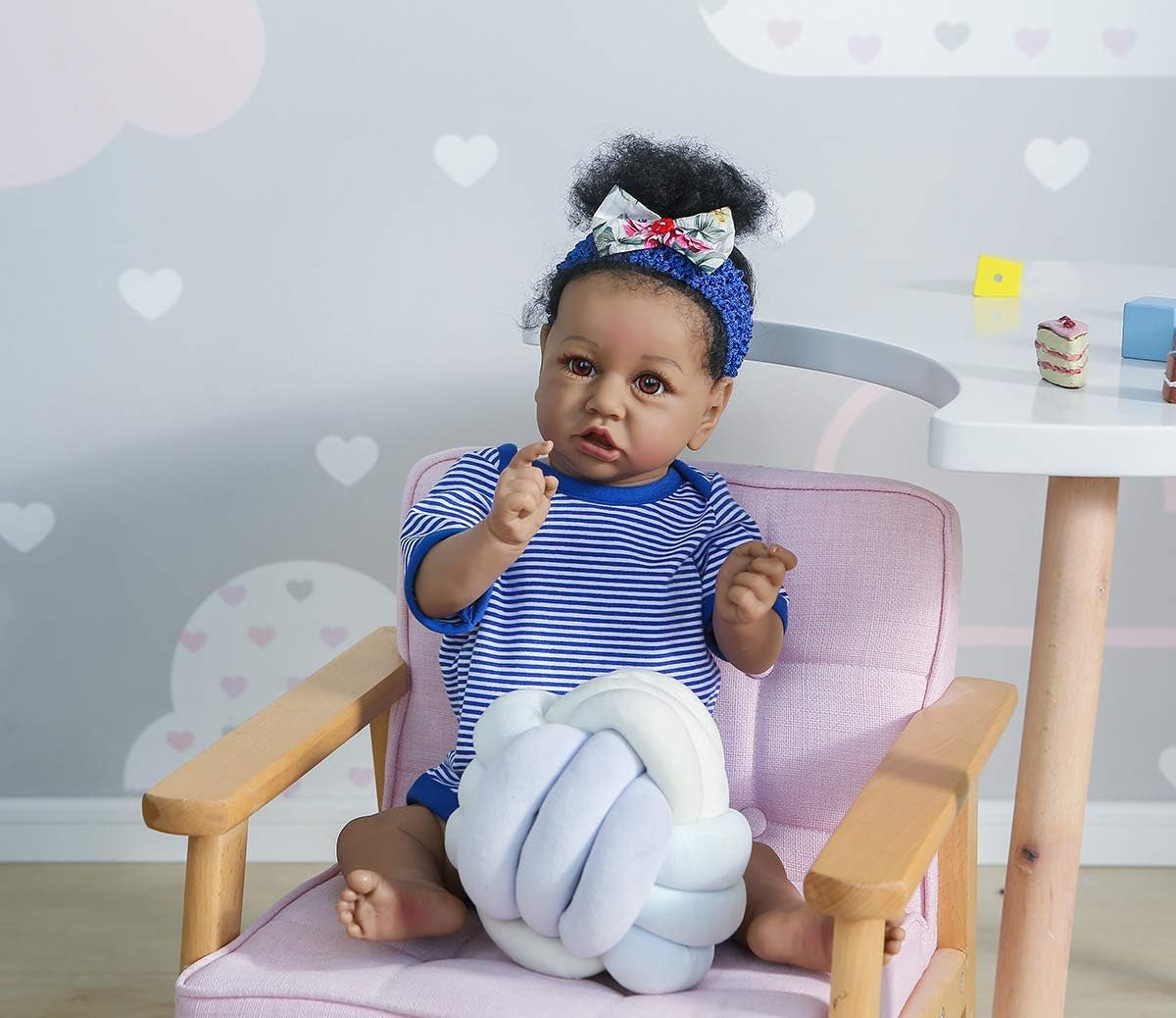 Angelbaby 22 Inch Girl Dolls Full Silicone Body Reborn Baby Dolls African American Black Reborn Toddler, Real Life Washable Ethnic Bebe Children Dolls