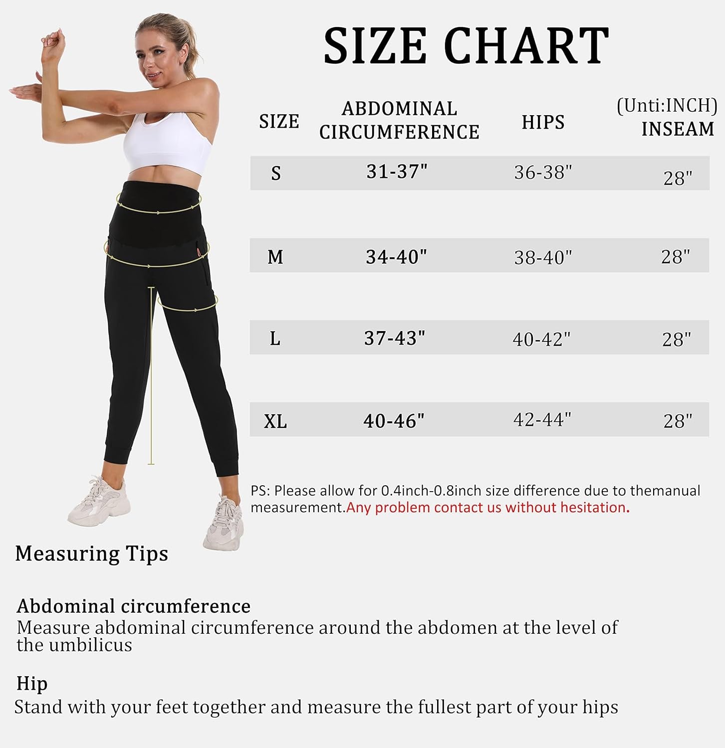 Women'S Maternity Joggers Quick Dry Zipper Pockets Scrub Pants Pregnancy Sweatpants