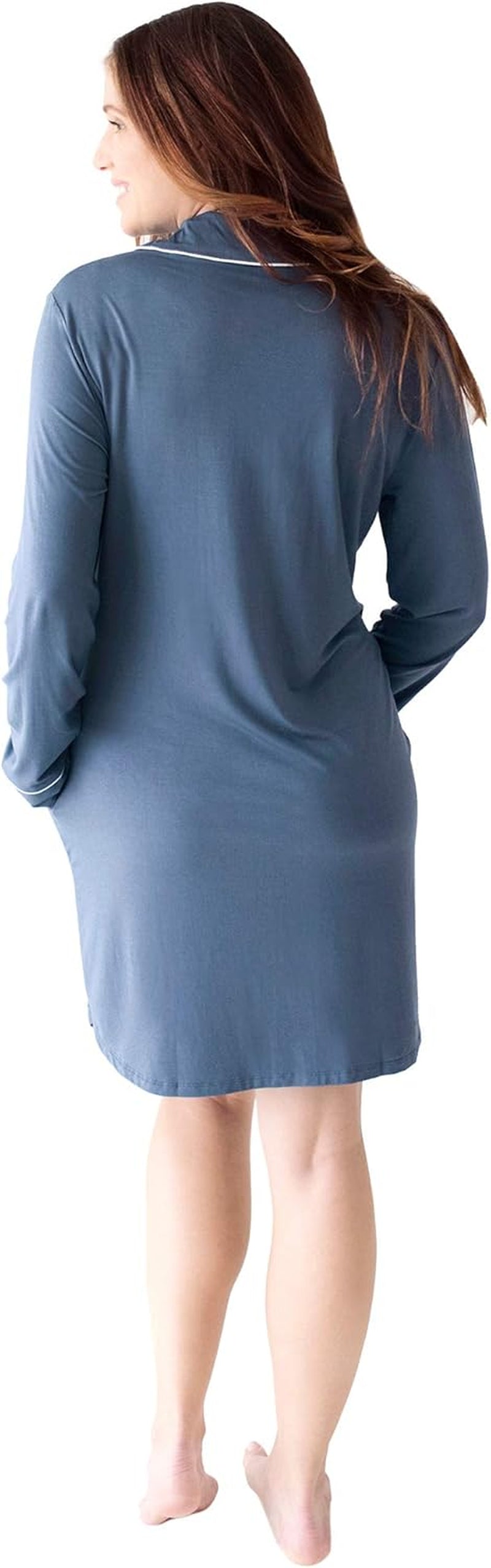 Clea Button down Nursing Nightgown, Postpartum Pajamas | Long Sleeve Maternity Pajamas