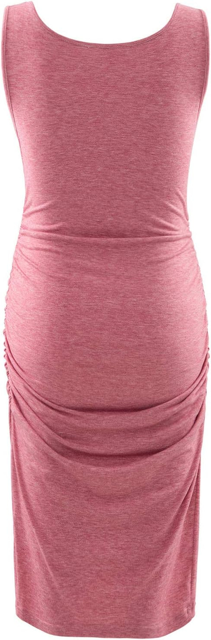 Maternity Tank Dress Ruched Sleeveless Mama Dress Pregnancy Baby Shower Dress