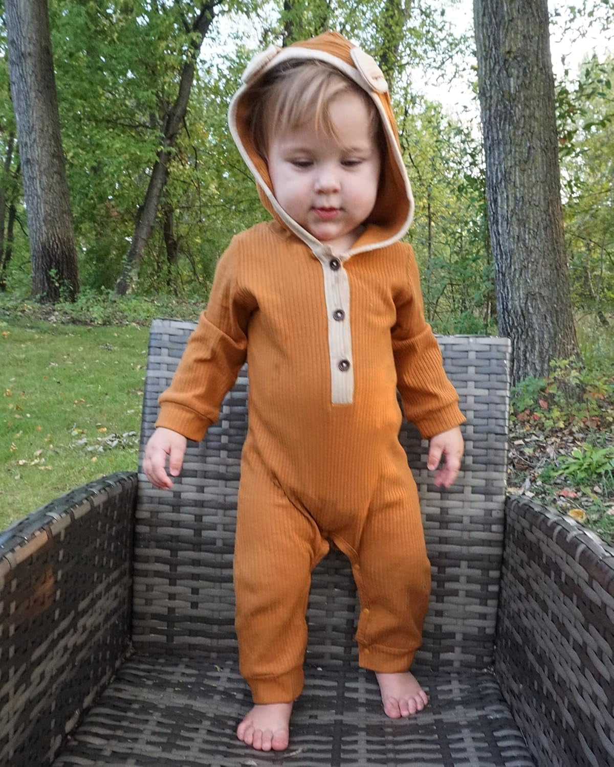 Baby Girl Boy Clothes Newborn Outfit,Infant Baby Romper Cute Bear Ear Hooded Cotton Jumpsuit Long Sleeve Bodysuit