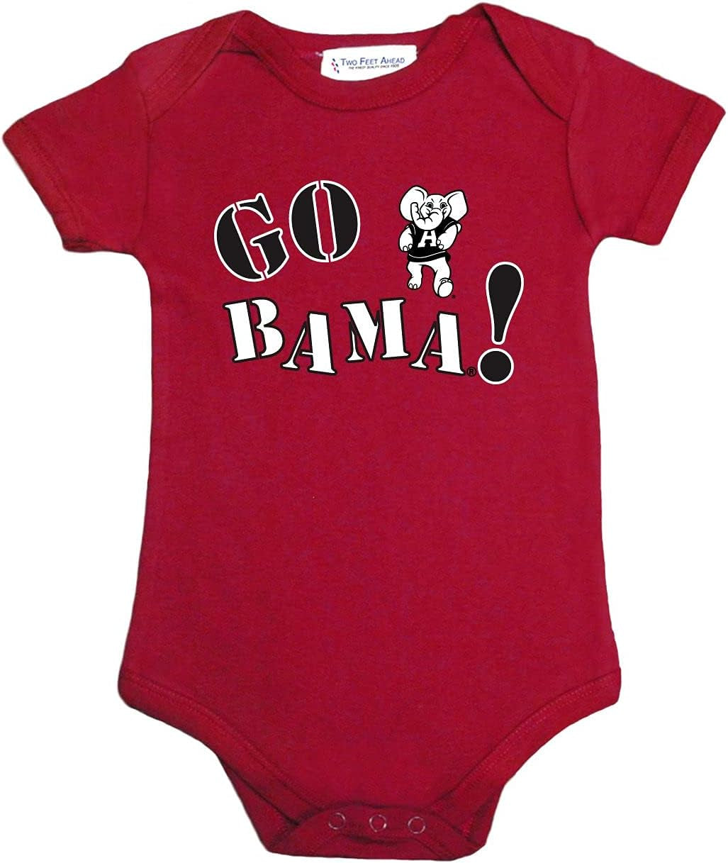 Alabama Crimson Tide Go Team Baby Onesie Bodysuit Creeper Baby Clothes Newborn Infants University College Officially Licensed (Alabama Crimson Tide,6 Months)