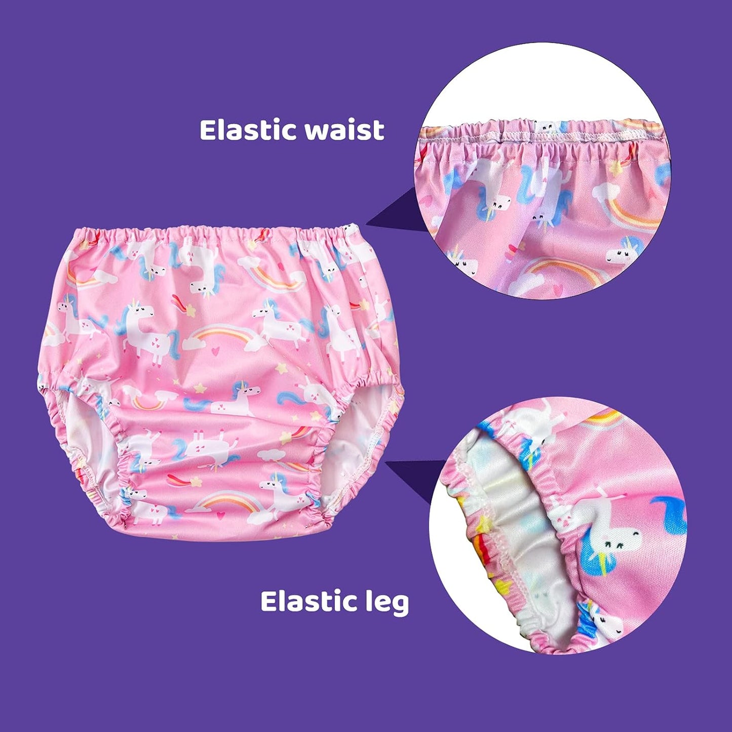 Waterproof Plastic Diaper Covers for Plastic Pants Good Elastic Swim Diaper Cover for Size 4 Swim Diaper Cover for Baby Girls 4T