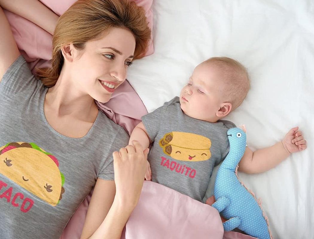 Taco Taquito Mommy and Me Outfits Gifts for New Moms First Mothers Day Mom & Infant Baby Bodysuit Matching Set