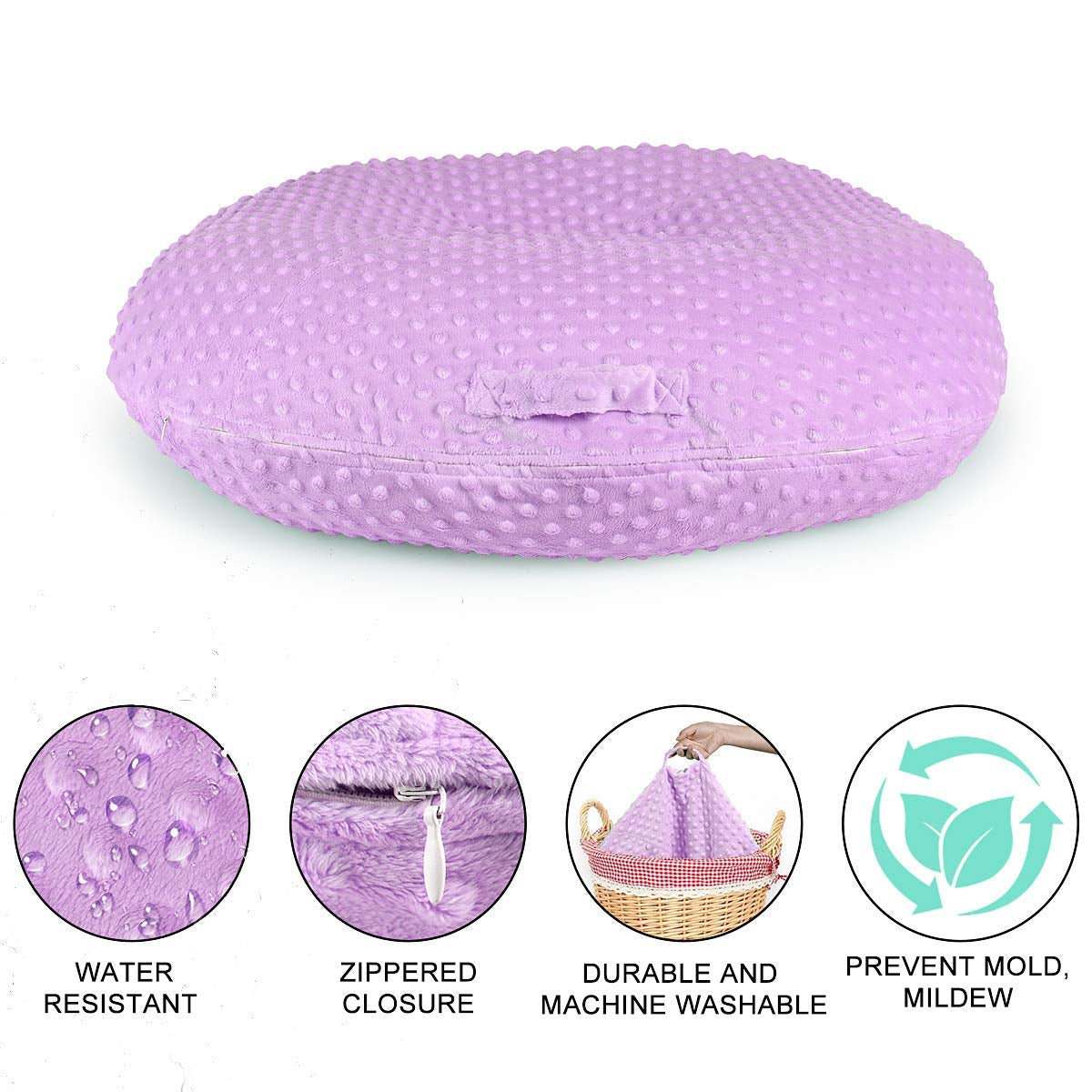 Removable Slipcover for Newborn Lounger, Super Soft Premium Plush Dot Baby Lounger Cover, Ultra Comfortable, Safe for Babies (Lilac)