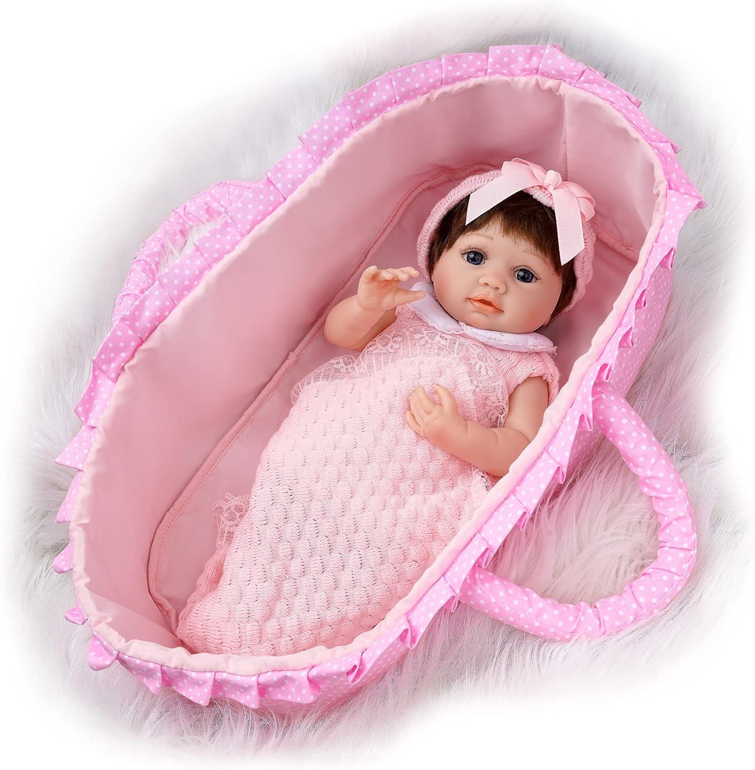 Reborn Baby Dolls Silicone Full Body, 16 Inch Realistic Silicone Baby Doll, Lifelike Reborn Doll Girl in Pink Pajamas, with Accessories and Certificate of Adoption