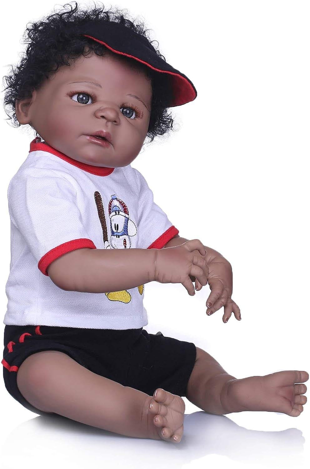 58 Cm African American Black Skin Anatomically Correct Reborn Baby Dolls Full Body Silicone Doll with Clothes (Boy)