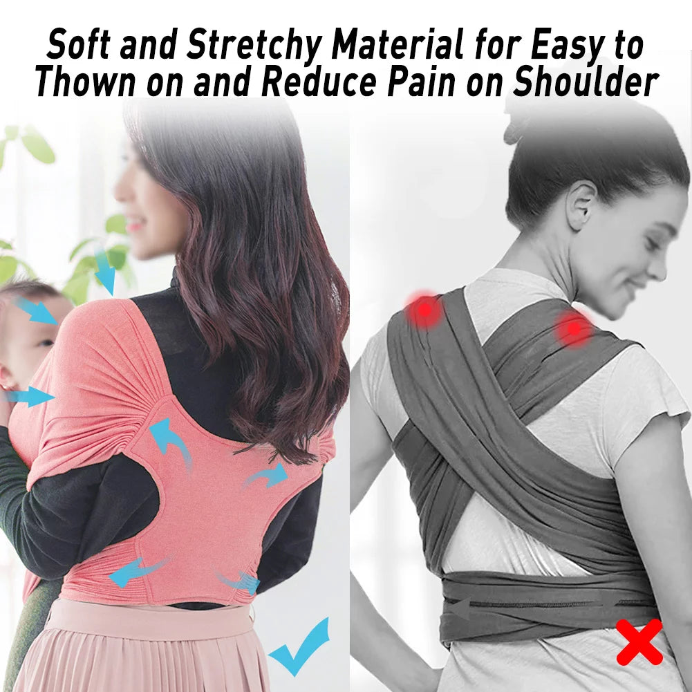 Baby Wrap Carrier for Newborn Stretchy Front and Hip Baby Sling Perfect for Infant to 35 Lbs Toddlers Pink