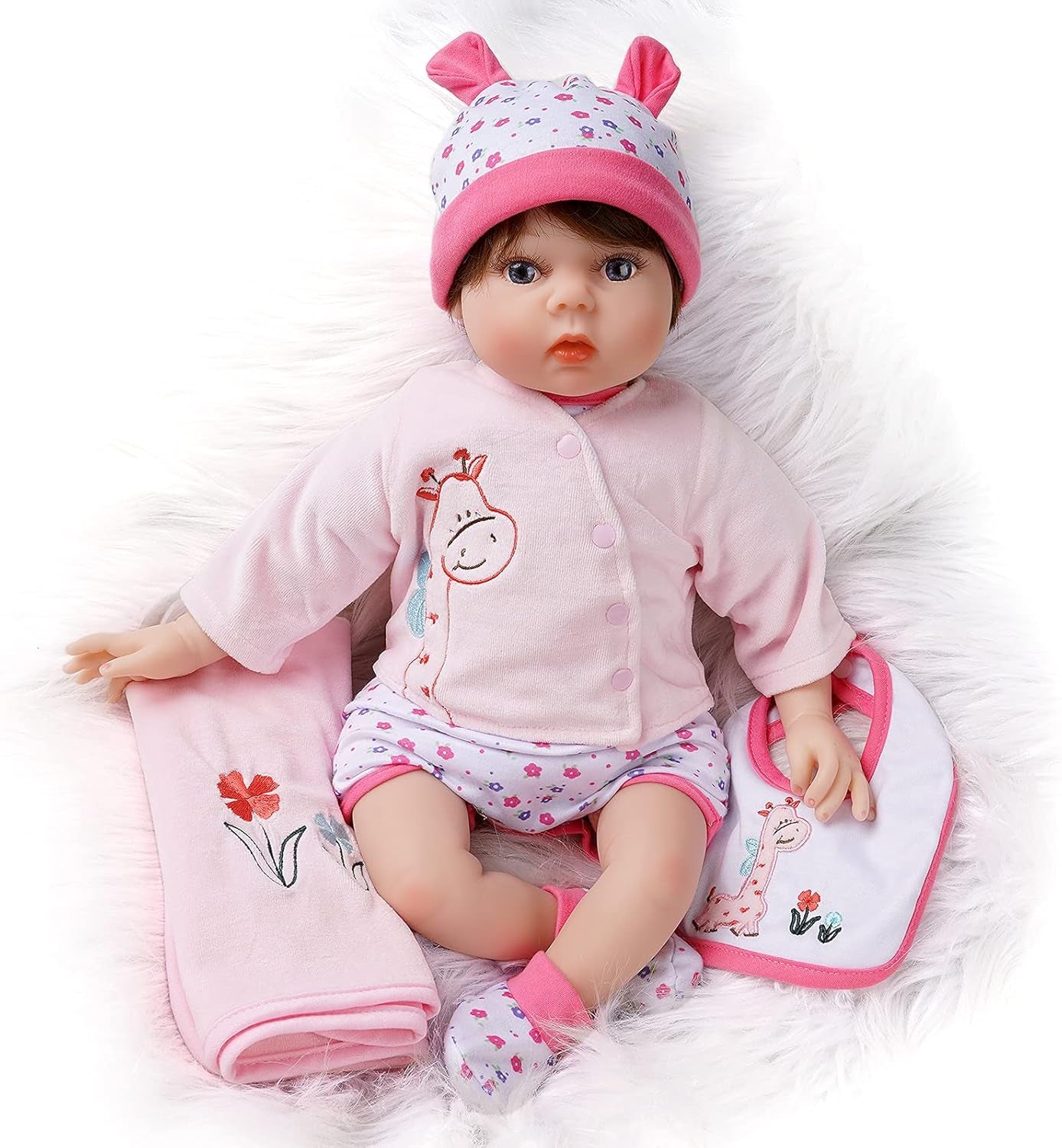 Girls Reborn Baby Dolls Lifelike Real Baby Dolls That Look Real 22'' Come with Blanket & Doll Accessories, Gift Set