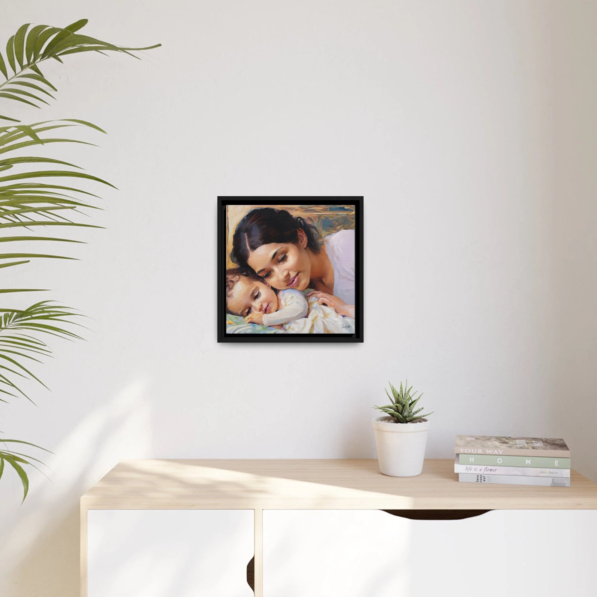 Framed Canvas Wall Art MOTHER and BABY - by Queennoble