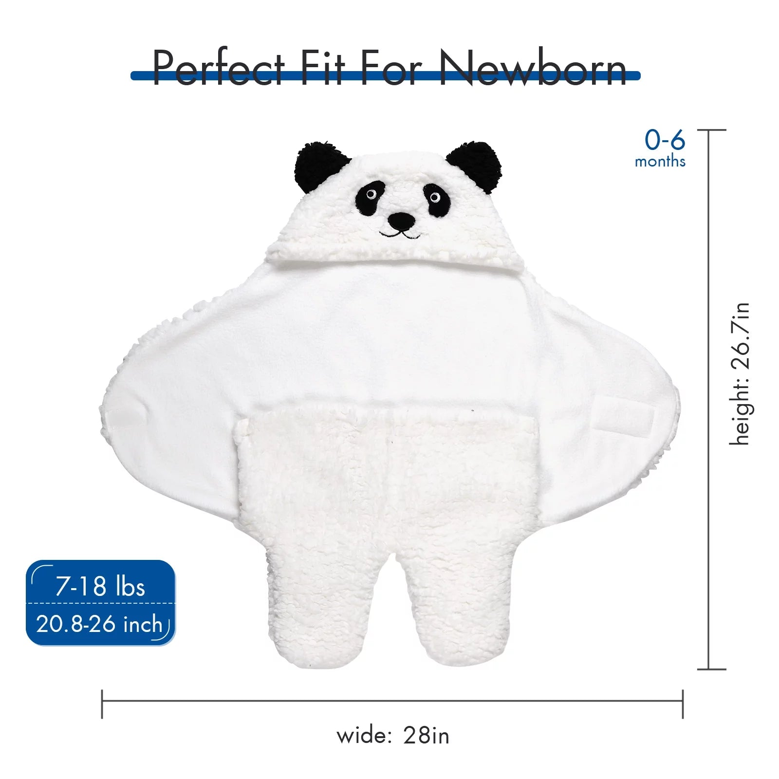 Newborn Shepra Wrap Swaddle, Polyester Baby Receiving Blanket for Boys Girls, Cute Panda