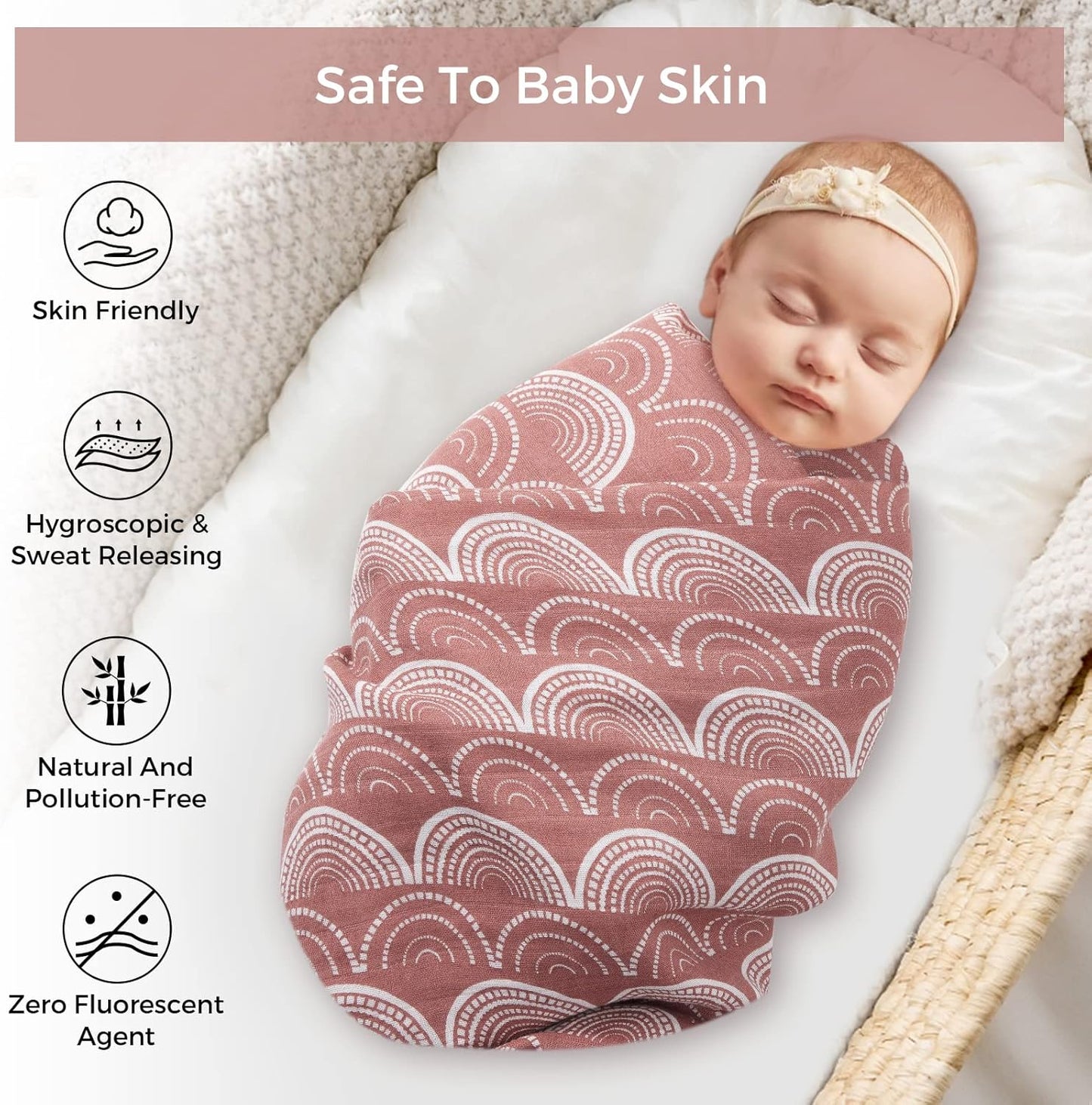 Baby Swaddle Blankets Newborn Baby Swaddle Wrap for Boys and Girls Soft Neutral Receiving Swaddling Blanket Are Unisex,Registry & Gift 4 Pack 47 X 47 Inches