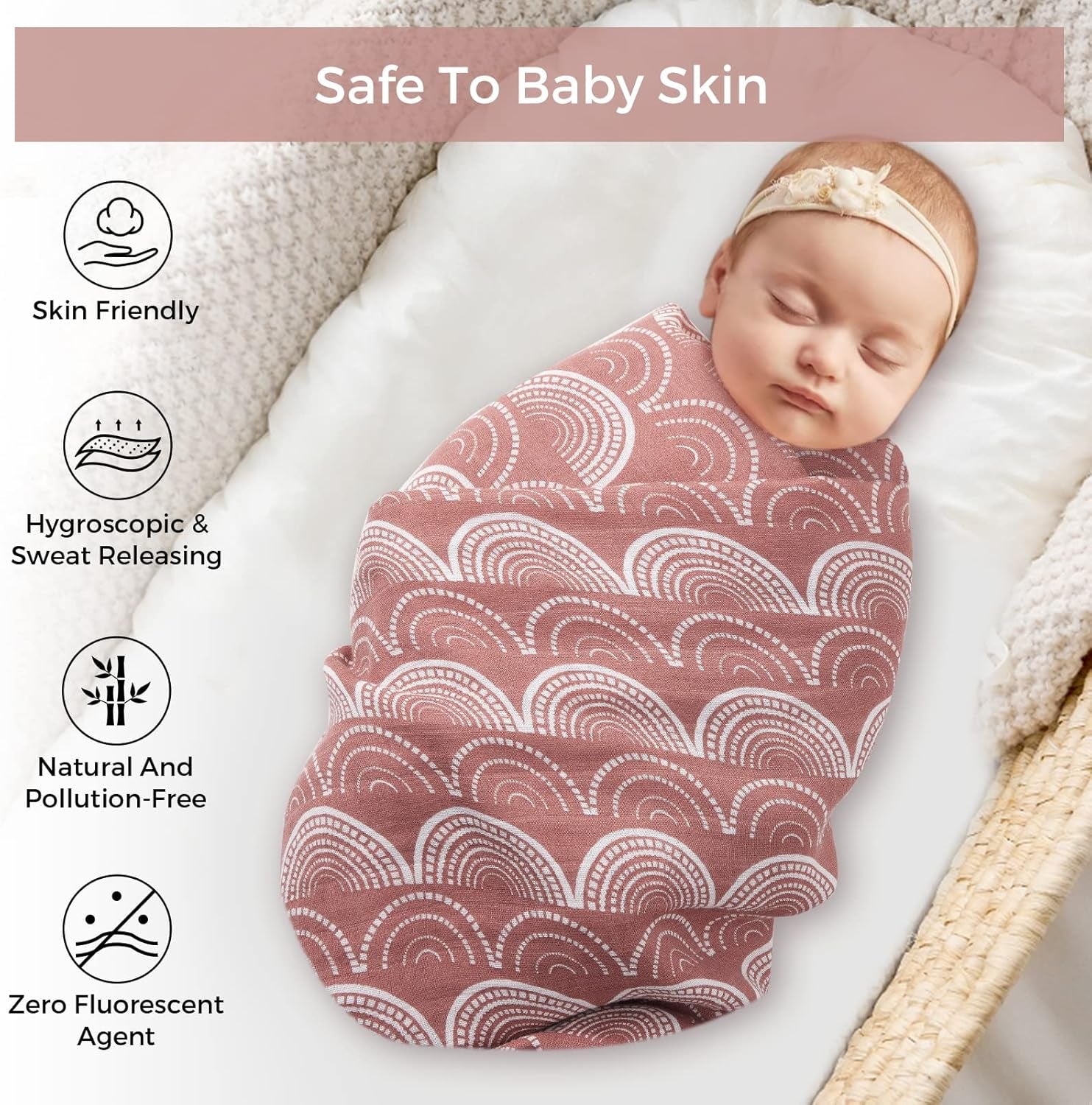 Baby Swaddle Blankets Newborn Baby Swaddle Wrap for Boys and Girls Soft Neutral Receiving Swaddling Blanket Are Unisex,Registry & Gift 4 Pack 47 X 47 Inches