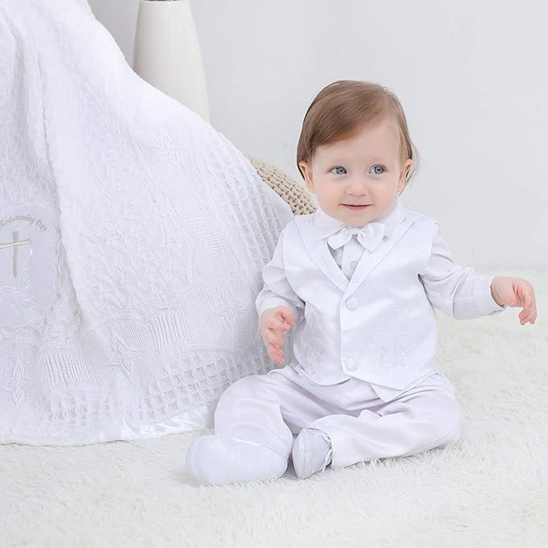 Baptism Outfits for Boys Baby Boy Outfits Christening Gifts White Suits with Dress Shirt Pants