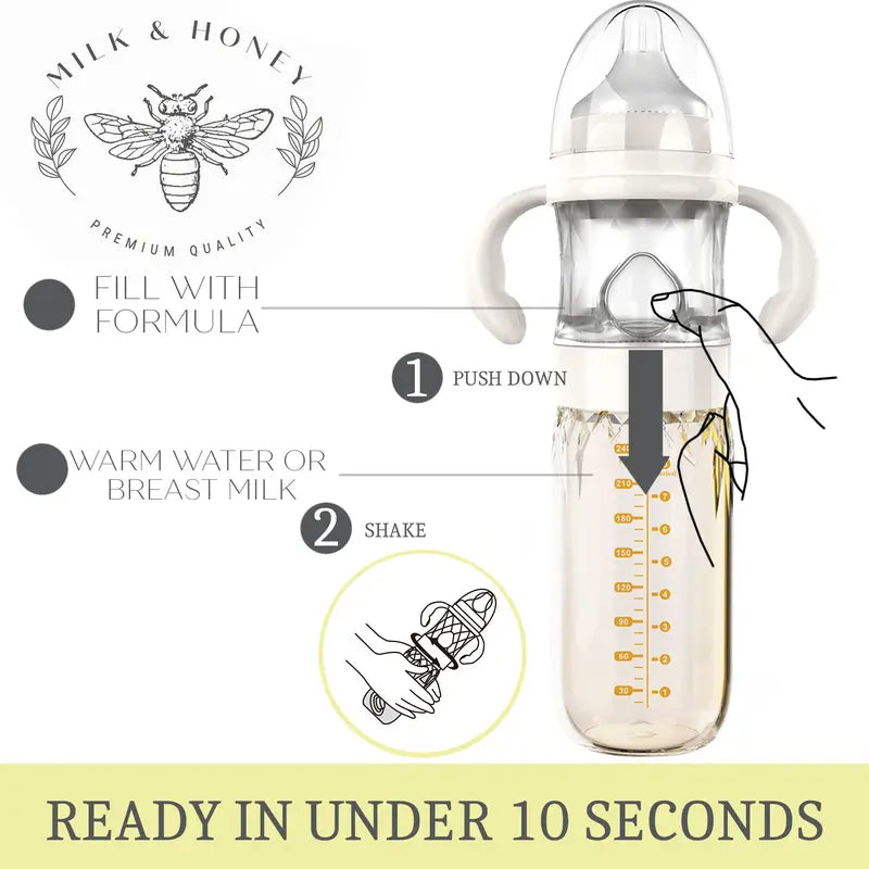 Milk and Honey Baby Bottle with Baby Blue Thermostatic Warmer