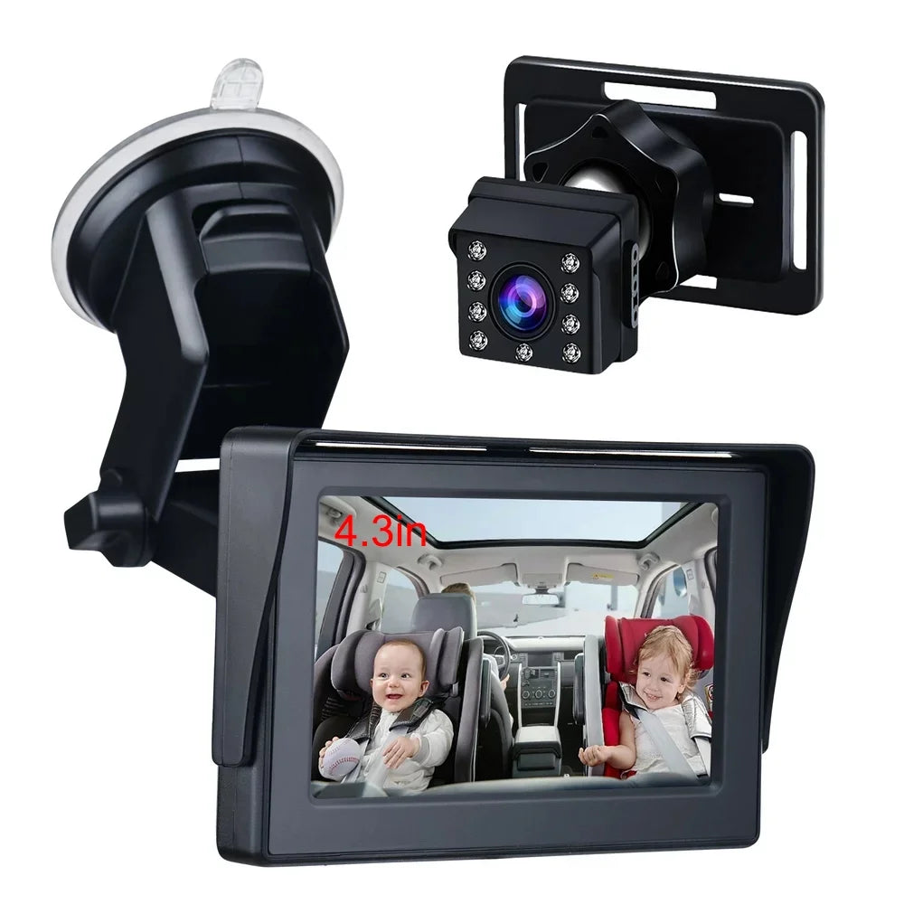 Baby Car Back Seat Camera, 4.3" HD 1080P Monitor Screen Camera Night Vision Infant Mirror