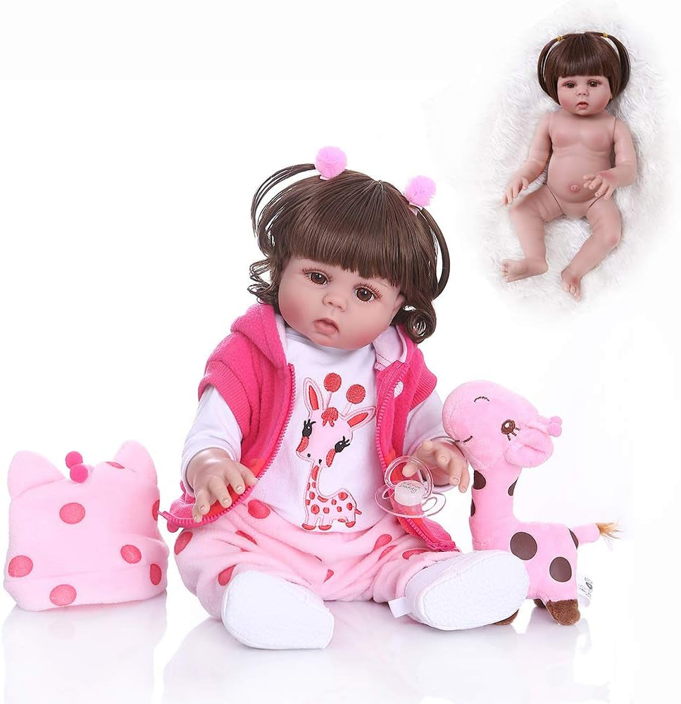 18 Inch 45 Cm Reborn Baby Dolls Silicone Vinyl Full Body Girl Doll Washable Anatomically Correct Preemie Doll Gift