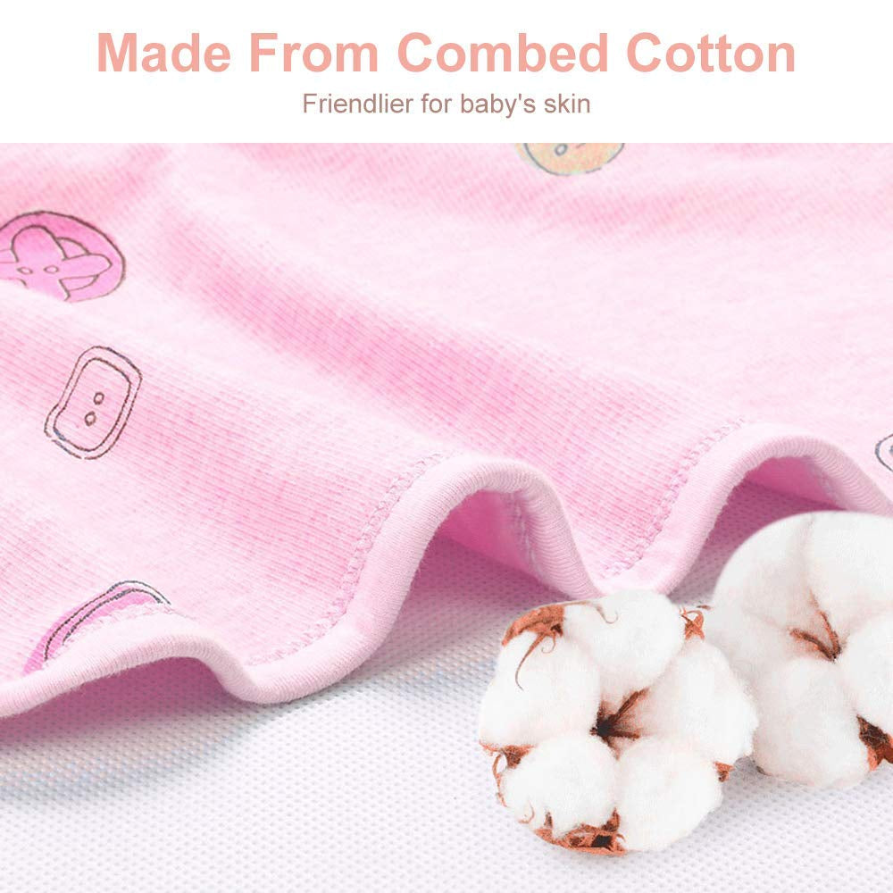 Swaddle Blankets, Unisex Infant Wrap for Newborn Baby Boys Girls with Head-Protecting & Head-Supporting Function, Made of Combed Cotton (Button, Pink, 0-3 Months)