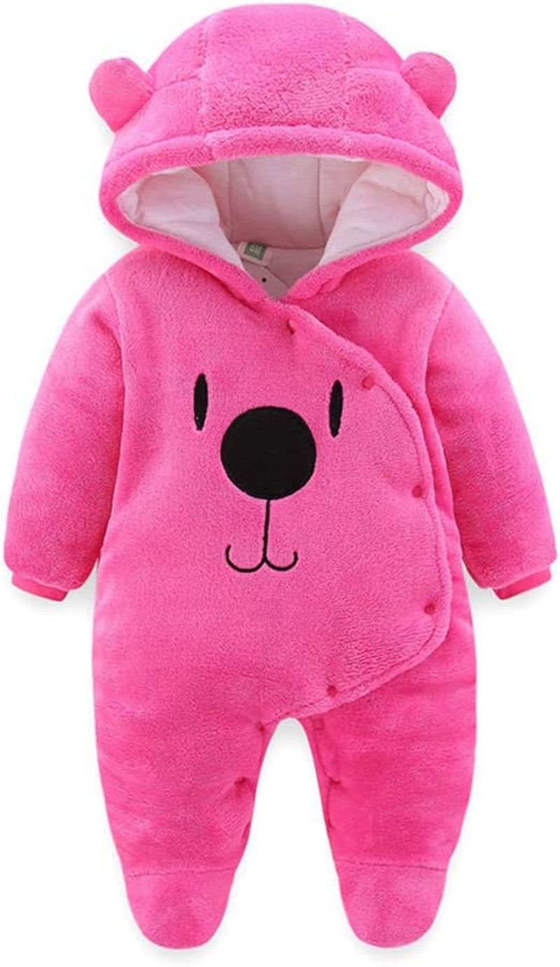 Baby Newborn Snowsuit Winter Hooded Footie Fleece Jumpsuit for Infant Girls Boys