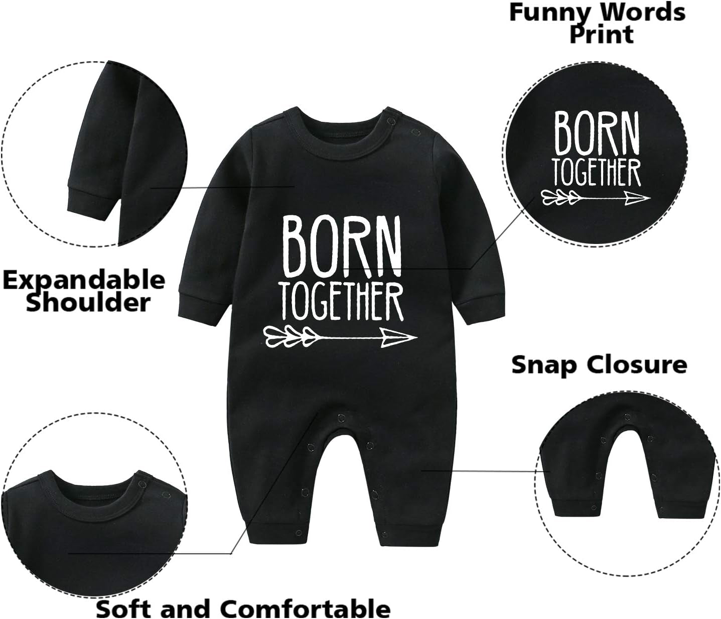 Baby Twins Bodysuit with Hat Born Together Friend Forever Baby Boy Clothes Toddler Girl Clothes