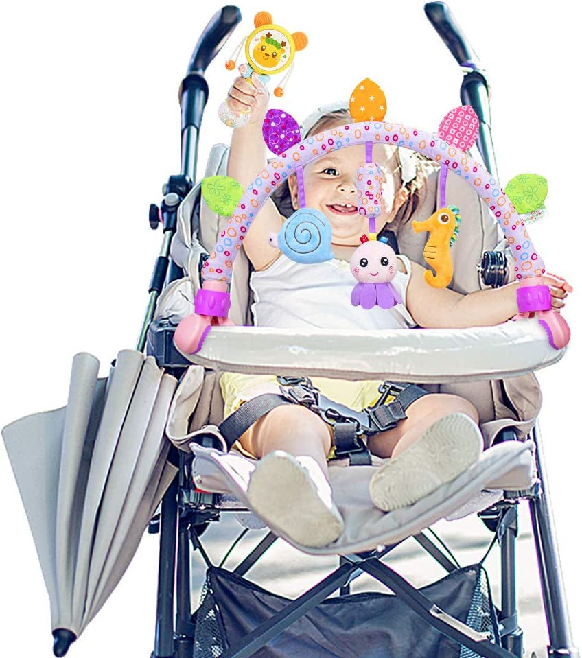 Travel Arch Bassinet Toys for Baby Stroller, Crib & Pram. Activity Bar Toy for Indoor and Outdoor(Purle)