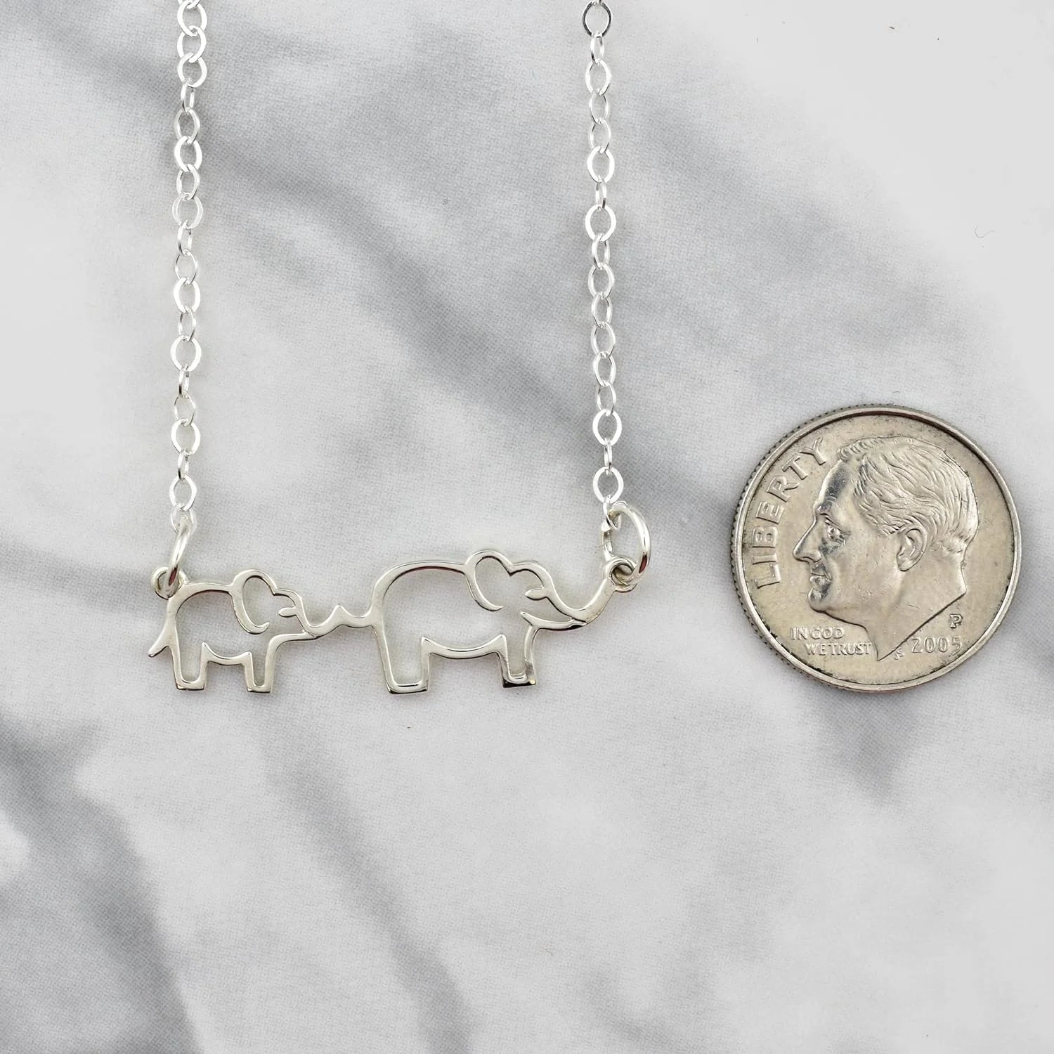 Mom and Baby Elephant Charm on an 18" Sterling Silver Cable Chain. New Mom, Expectant Mother Gift.