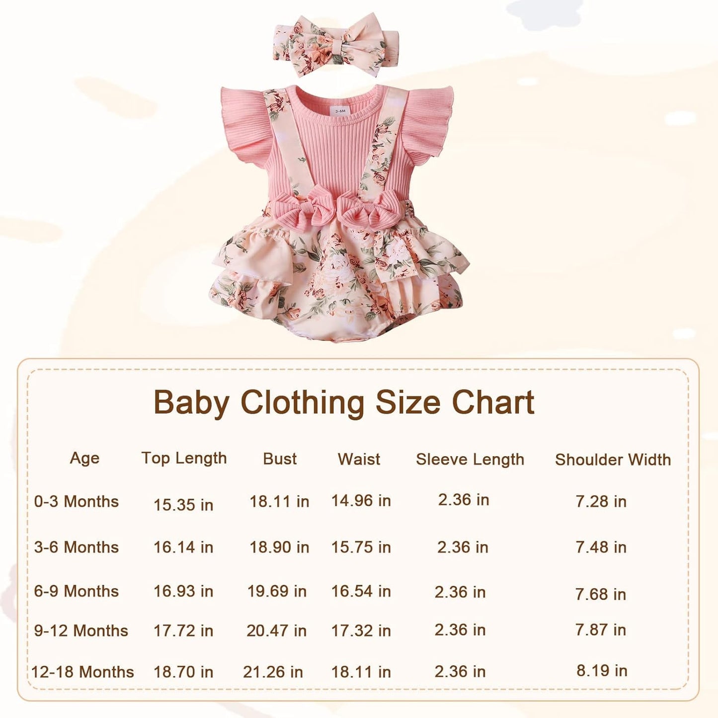 Newborn Baby Girl Clothes Infant Romper Floral Suspender Dress Ruffle Sleeve Onesie Outfit Jumpsuit Headband Spring Summer