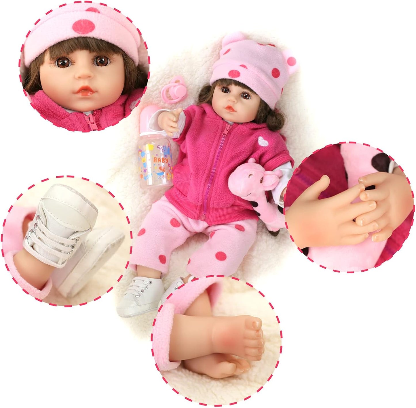 Reborn Baby Dolls Girls 18 Inch Realistic Newborn Baby Dolls Lifelike Weighted Baby Girl Dolls with Clothes and Toy Accessories Gift for Kids Age 3+