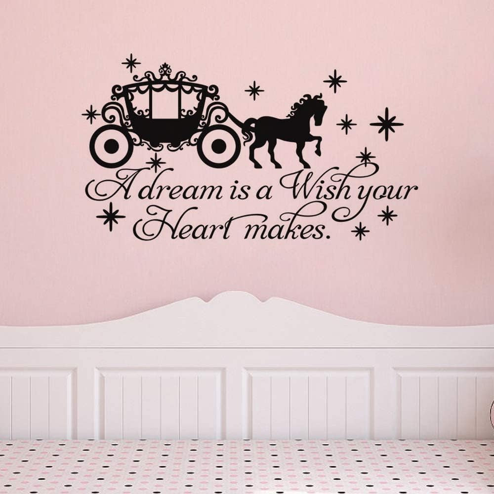 A Dream Is a Wish Your Heart Makes Wall Decals Inspirational Quote Fairytale Wall Sticker Baby Room Nursery Decor