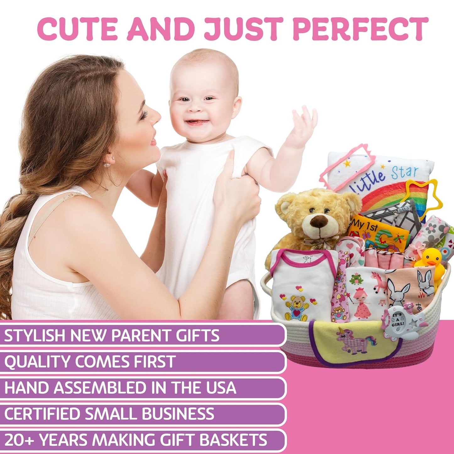 Bundle of Joy Deluxe Baby Girl Gift Set, Baby Layette Set with New Baby Essentials, Baby Gift Basket for Expecting Moms, Pink - Nikki’S Gift Baskets