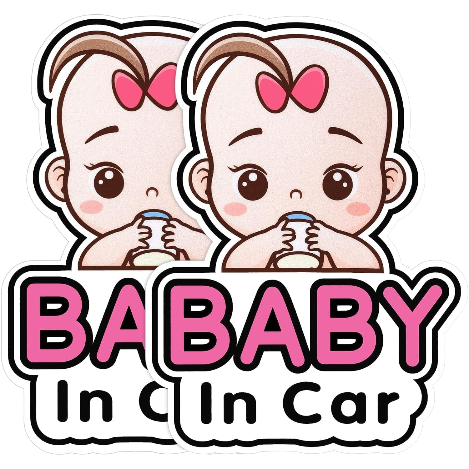 2 Pcs Baby in Car Stickers Sign and Decal for Girl, Baby Car Sticker, Removable Safety Sticker Notice Board, Cute Baby Window Car Sticker, on Board Stickers (Girl Style)