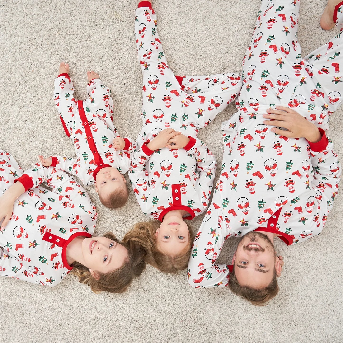 Family Matching Sets Christmas Pajamas Dad Mom Kids Baby Xmas Snowman and Santa Claus Print Long Sleeve Home Wear