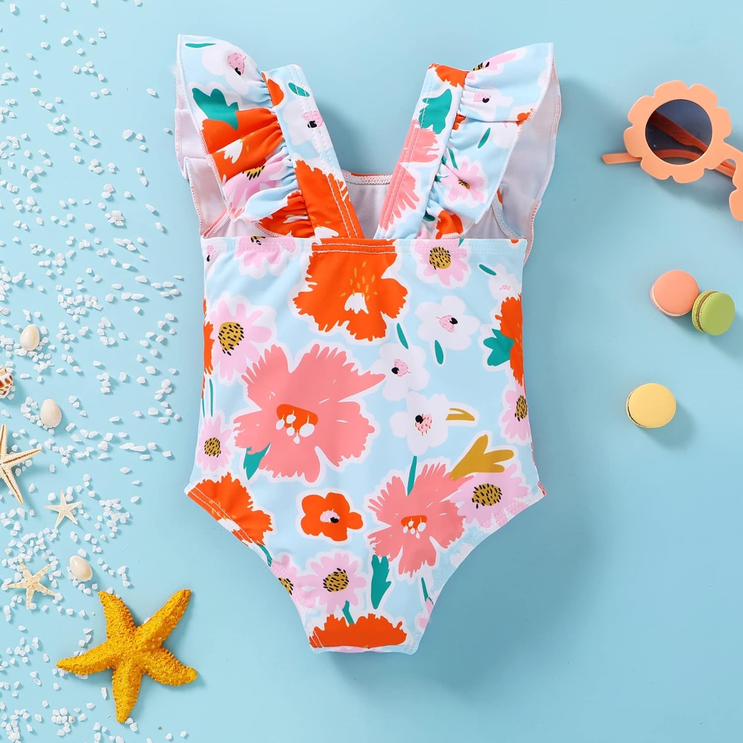 Newborn Baby Girl Ruffle Swimsuit Infant Toddler One Piece Floral Bikini Beach Bathing Swimwear Set